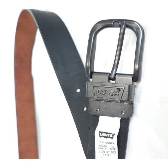 Levi's Reversible Casual Belt Coated Leather Mens XL 42-44 Brown/Black - Picture 7 of 8